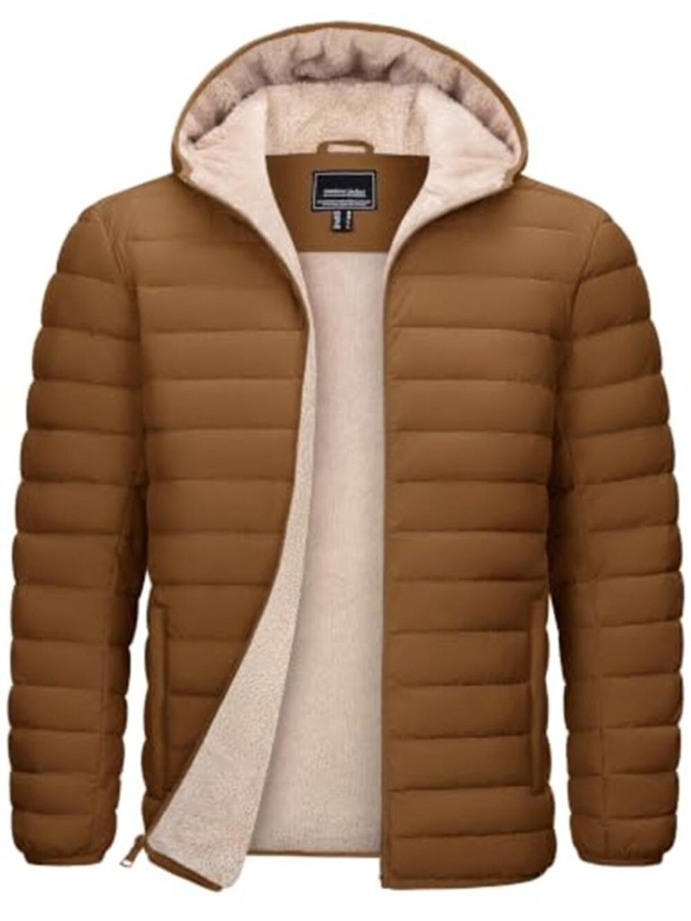 Men's Puffer Jacket Hooded Sherpa Lined Water Resistant Winter Coat